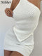 Nibber Sexy Knit 2 Two Piece Sets Women Diamond Lace Top Skinny Elastic Force Mini Skirts Suits Summer Female Club Outfits Y2K