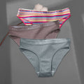 FINETOO 3Pcs/Set Colorful Stripes Panties Women&#39;s Cotton Briefs M-XL Low-Rise Rainbow Underwear Ladies Underpants Girls Panties