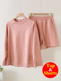 Spring Summer Women's Suit with Shorts Sweatshirt Loose Oversize Green Tracksuit 2 Piece Set Women's Shorts and Top Outfits 2022