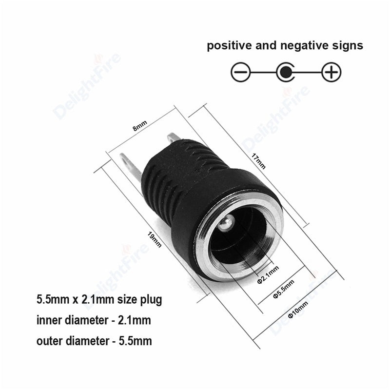 12V 3A 5.5mm 2.1mm Plug Socket DC Connectors DC Power Socket Male Female Jack Screw Nut Panel Mount DC Power Adapter Connector