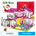 Friends City House Summer Holiday Villa Castle Building Blocks Sets Figures Swimming Pool DIY Toys for Kids Girls Christmas Gift