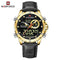 NAVIFORCE Luxury Gold Watches For Men Casual Sports Chronograph Alarm Quartz Wrist Watch Leather Waterproof Digital Clock 9163
