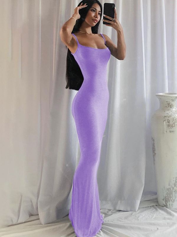 Hugcitar Satin Slip Sleeveless Backless Slim Sexy Maxi Dress 2022 Spring Women  Party Y2K Concise Bodycon Elegant  Clothing