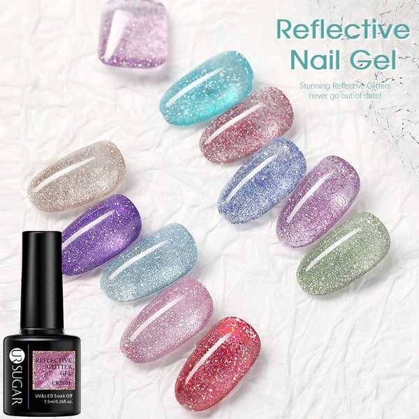 UR SUGAR Sparkling Gel Nail Polish Reflective Glitter Nail Gel Semi Permanent Nail Art Varnish For Manicures Need Base Top Coat