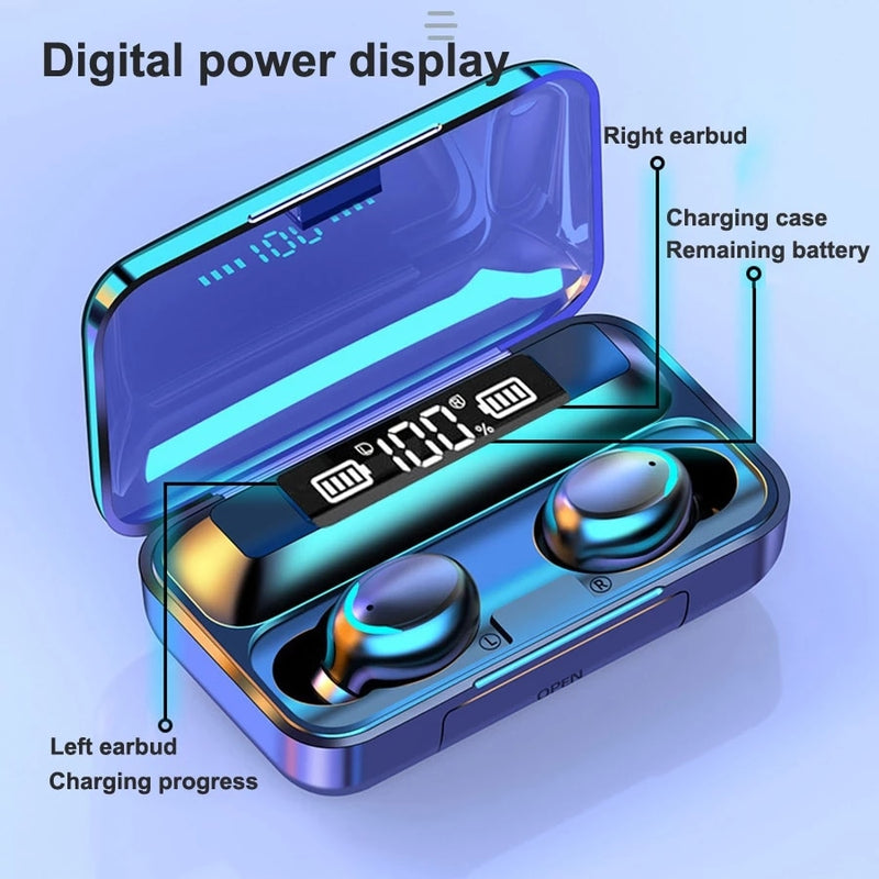 TWS Bluetooth Earphones 2200mAh Charging Box Wireless Headphone Fone Stereo Wireless Headset with Mic Sports Waterproof Earbuds