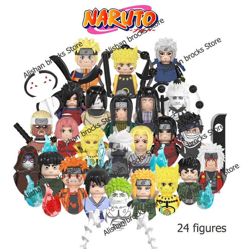 Naruto Sasuke Kakashi Akatsuki bricks Building Blocks Anime cartoon Mini Action Figures Heads Assembly Toys kids Christma Gifts