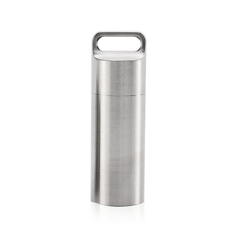 Mini Stainless Steel Sealed Capsule Waterproof Pill Box Camping Firstaid Pendant Travel Outdoor Portable Pill Case Organizer