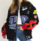 Varsity jacket Women Printed Casual Zipper Long Sleeve Racing Jacket Coat Winter Clothes Vintage Colorblock Women Bomber Jacket