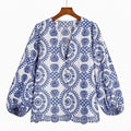 Embroidery Women Blouse Summer 2022 New Fashion Long Sleeve Female Smock Shirt Top Clothing Wears