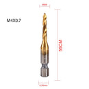 New Titanium Plated Hex Shank HSS Screw Thread Metric Tap Drill Bits Screw Machine Compound M3 M4 M5 M6 M8 M10 Hand Tools