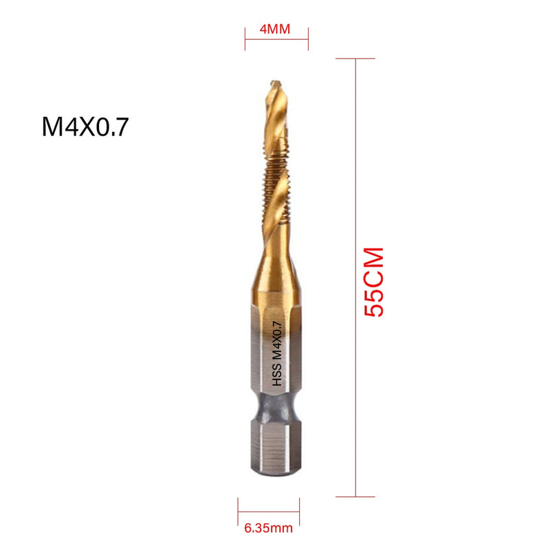 New Titanium Plated Hex Shank HSS Screw Thread Metric Tap Drill Bits Screw Machine Compound M3 M4 M5 M6 M8 M10 Hand Tools