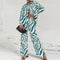 Summer Fashion Printed Loose Long Sleeves Shirts Straight Pants Two Piece Suits New Streetwear Women&