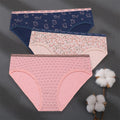 3PCS/Set Women Panties Cotton Underwear Patchwork Cute Design Female Lingerie Underpants Pantys Sexy Briefs Intimates for Girls