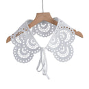 Royal Style Cotton Fake Collar Shawl Wrap Hollow Out Floral Lace Ruffled Trim Necklace Pointed Triangle Lapel Blouse