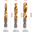 New Titanium Plated Hex Shank HSS Screw Thread Metric Tap Drill Bits Screw Machine Compound M3 M4 M5 M6 M8 M10 Hand Tools