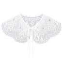 Royal Style Cotton Fake Collar Shawl Wrap Hollow Out Floral Lace Ruffled Trim Necklace Pointed Triangle Lapel Blouse