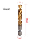 New Titanium Plated Hex Shank HSS Screw Thread Metric Tap Drill Bits Screw Machine Compound M3 M4 M5 M6 M8 M10 Hand Tools