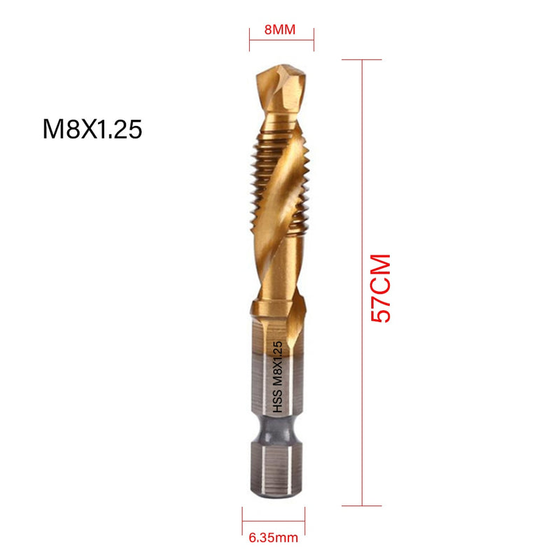 New Titanium Plated Hex Shank HSS Screw Thread Metric Tap Drill Bits Screw Machine Compound M3 M4 M5 M6 M8 M10 Hand Tools