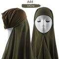 Instant Hijab With Cap Heavy Chiffon Jersey Hijab For Women Veil Muslim Fashion Islam Hijab Cap Scarf For Muslim Women Headscarf