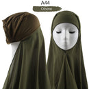 Instant Hijab With Cap Heavy Chiffon Jersey Hijab For Women Veil Muslim Fashion Islam Hijab Cap Scarf For Muslim Women Headscarf
