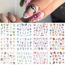 12 Designs Nail Stickers Set Mixed Floral Geometric Nail Art Water Transfer Decals Sliders Flower Leaves Manicures Decoration