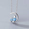 1pcs Korean Style Blue Crystal Moon Cat 925 Sterling Silver Jewelry Temperament Personality Clavicle Chain Necklaces
