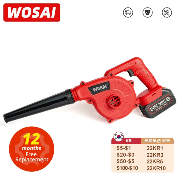 WOSAI 20V Garden Cordless Blower Vacuum Clean Air Blower for Dust Blowing Dust Computer Collector Hand Operat Power Tool