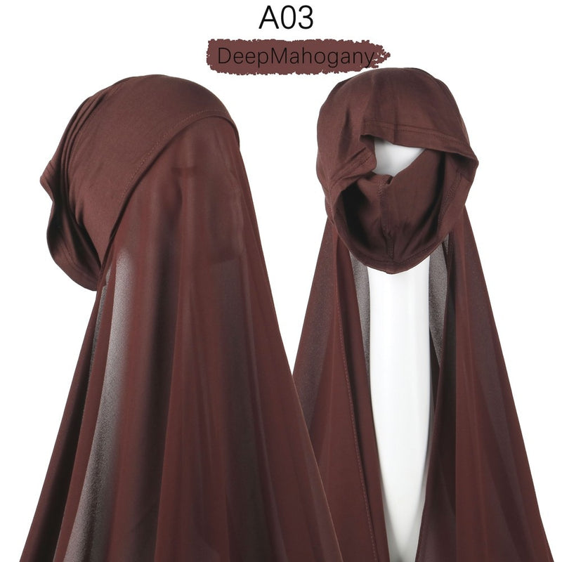 Women Muslim Instant Chiffon Hijab With Cap Underscarf Bonnet HIjabs  Scarf Islam Headscarf Headwrap Turbante