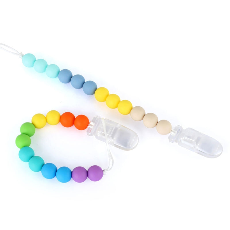 Baby Pacifier Chain Wooden Handmade Chain Silicone Wooden Plastic Clip  Baby Nipple Clips Teether Necklace baby Chew accessories