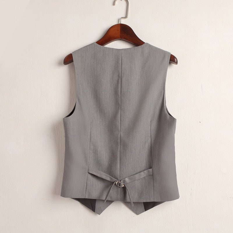 Summer V-Neck Vest Women Thin Loose Waistcoat Single Breasted Sleeveless Blazer Feminino Short Slim Veste Femme Tide XXXL