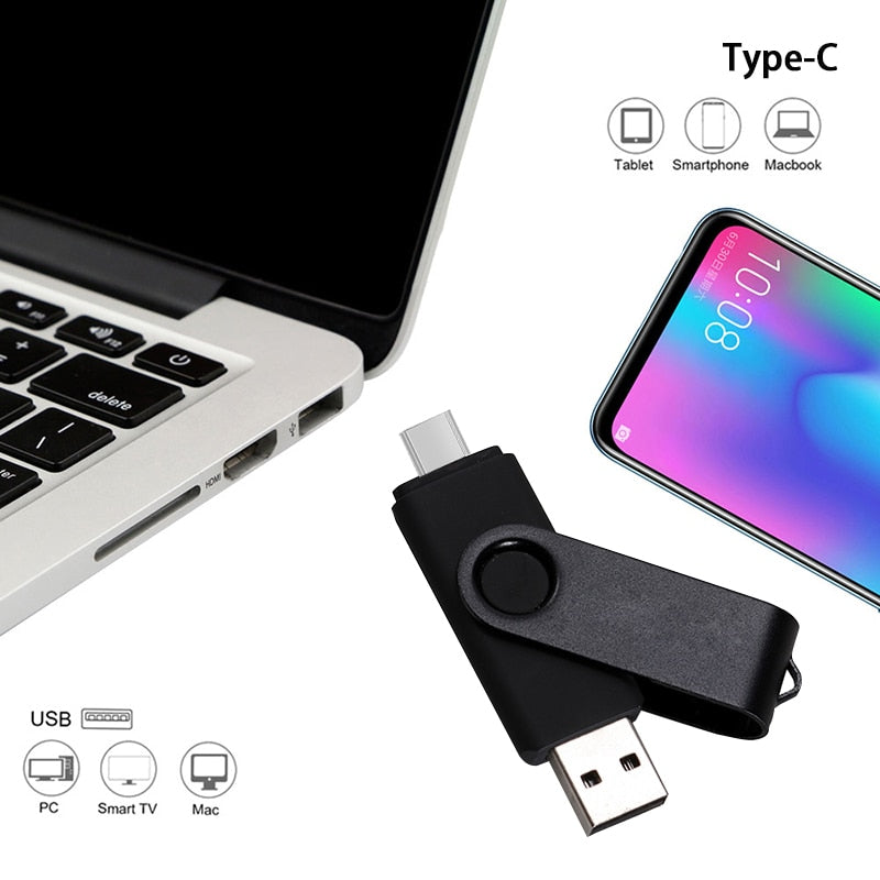 Type-C 128g Key High Speed USB Flash Drive OTG Pen Drive 128GB Usb Stick Pendrive Flash Disk for Android PC/Car/TV USB-C
