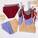 2PCS/Set Women Seamless Bra Panties Set Sexy Stretch Sport Bra Thong Briefs Style Panty Bralette Crop Top Intimates Lingerie Set
