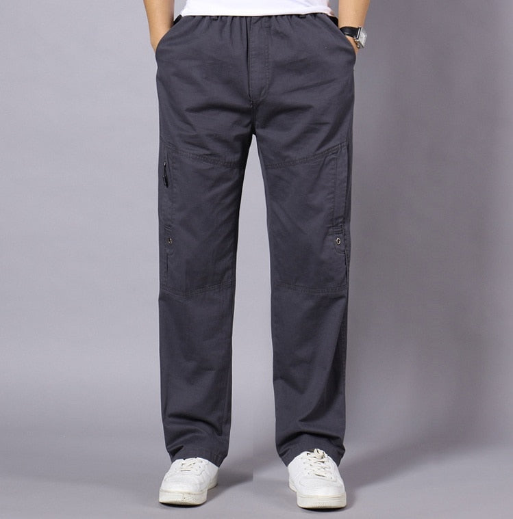 Loose Straight men pants summer Tactical Cargo Pants Multiple Pockets Fitness Work Male Trousers Streetwear Big Size 5XL