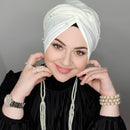 Muslim Fashion Pearl Black Modal Hijab Undercap Abaya Hijabs For Woman Abayas Jersey Head Scarf Dress Women Turbans Turban Cap