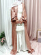 Ramadan Eid Fashion Puff Sleeve Muslim Abayas Robe Musulmane Abaya Elegant Silky Muslim Arab Worship Service Clothing Wy824