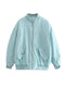 Willshela Women Fashion Oversized Bomber Jackets Coat With Pockets Front Zipper Vintage O-Neck Long Sleeves Female Chic Outwears