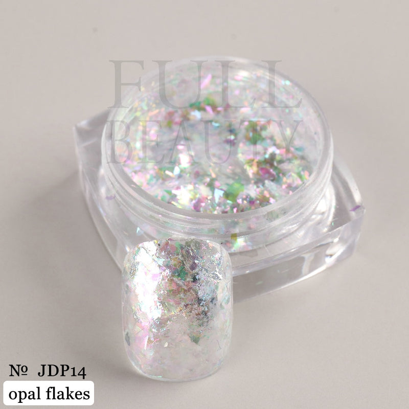 Crystal Fire Opal Flakes Nail Sequins Purple Holographic Glitter DIY Chrome Powder for Spring Nails Manicure Paillettes GL1857