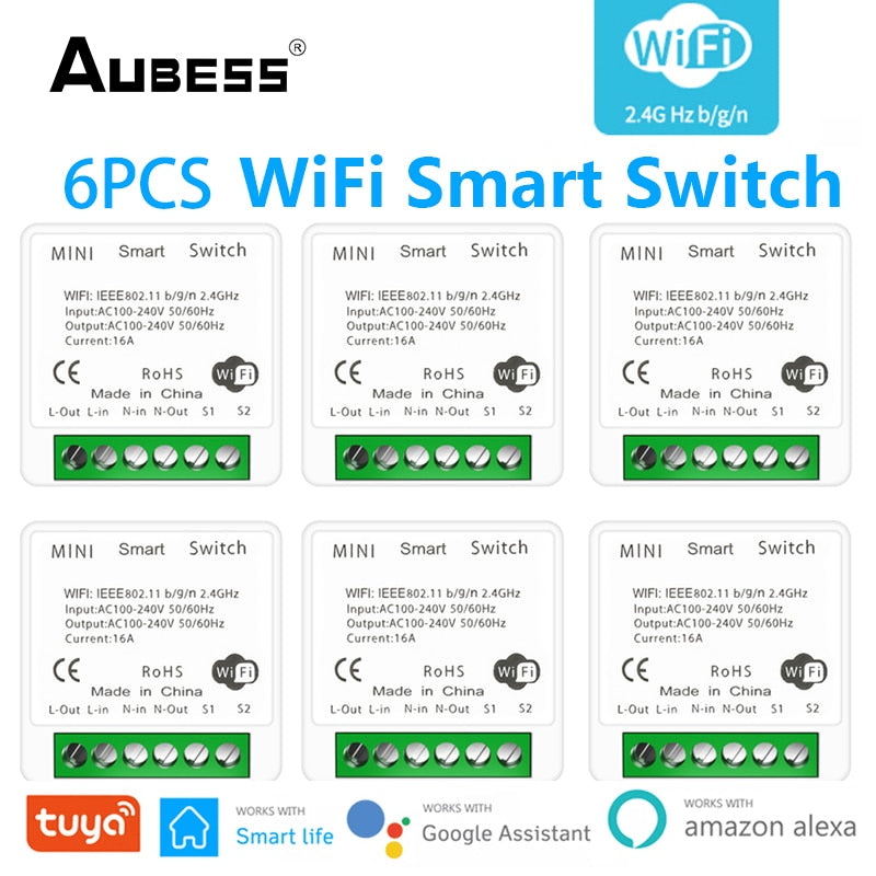 Tuya Zigbee / Wifi MINI Smart Switch 2 Way Control 16A Switch Tuya Smart Home Automation Sensor Works With Alexa Google Home