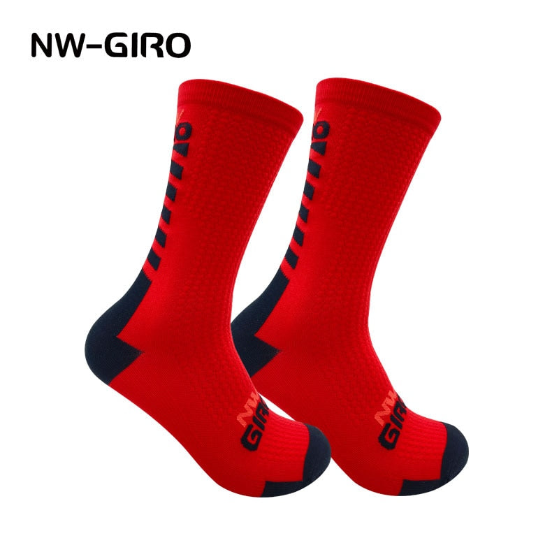 NW-GIRO 2022 New Cycling Socks Bike Nurse Compression Road Bike Running Mtb Knee-high White Sports Funny Brand Black