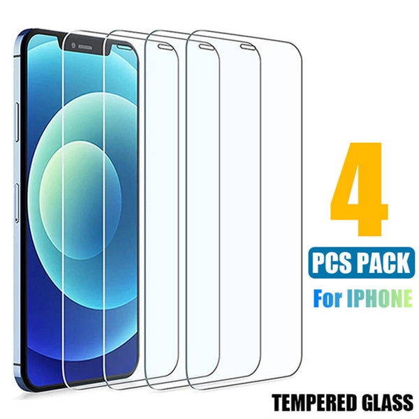 4PCS Tempered Glass for iPhone 11 12 13 Pro XR X XS Max Screen Protector on for iPhone 14 Pro Max Mini 7 8 6 6S Plus 5S SE Glass