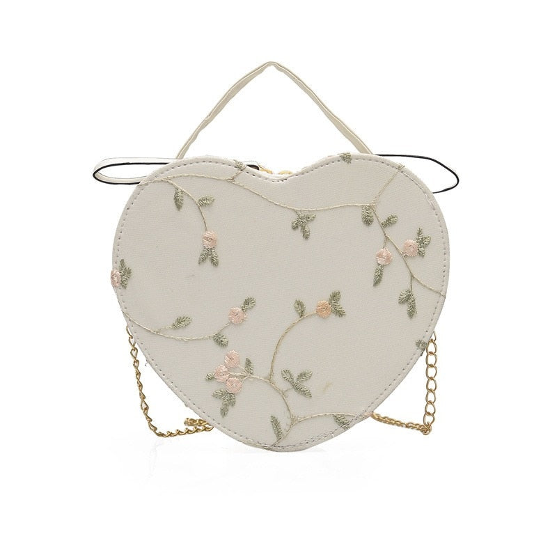 Hot Sale Sweet Lace Round Handbags High Quality PU Leather Women Crossbody Bags for Women 2022 Small Fresh Flower Chain Shoulder