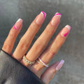 24Pcs/Box Charming Pink Flame Short Ballet Wearable Fake Nails press on Square Head Full Cover Detachable Finished Fingernails