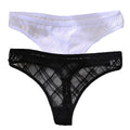 2PCS/Set Lace Sexy G-String Thongs Transparent Women&#39;s panties Low-Waist Female Underpants Mesh Perspective Briefs Lingerie M-XL