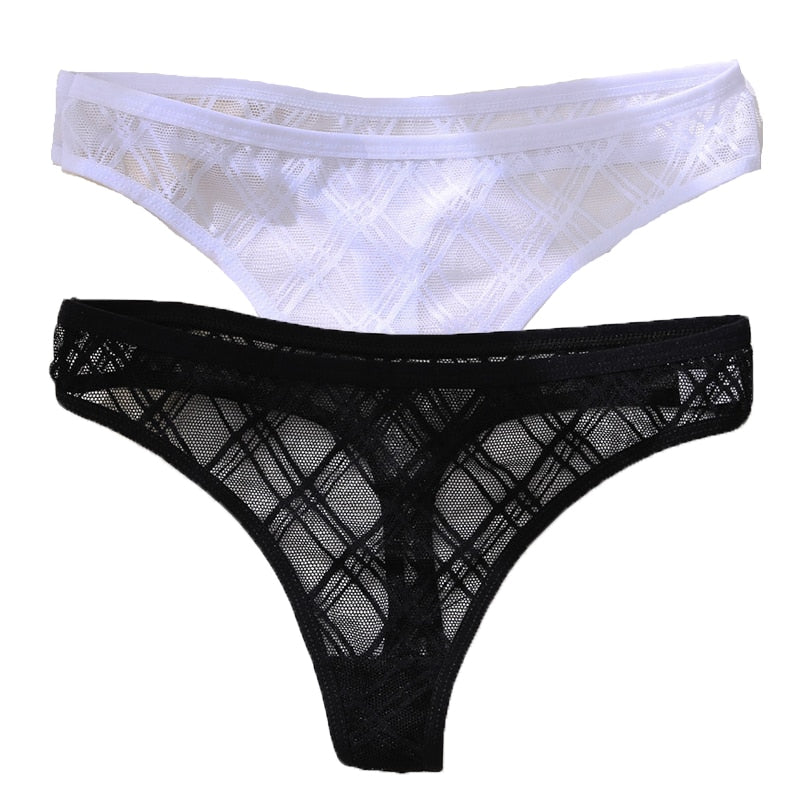 2PCS/Set Lace Sexy G-String Thongs Transparent Women&