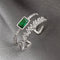 Huitan Vintage Green Cubic Zircon Opening Rings for Women 2022 New Design Female Adjustable Finger-ring Party Daily Wear Jewelry