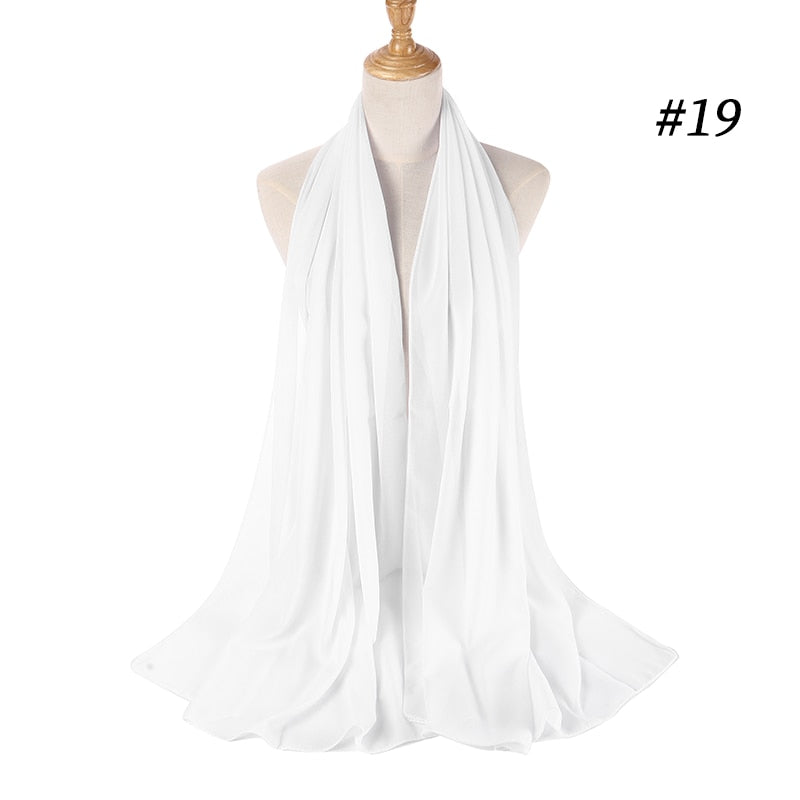 Hijab Scarf 72*175cm Plain Chiffon Scarves For Women Muslim Fasion Islam Clothing Headscarves Shawl For Ladies Headwrap Ramadan