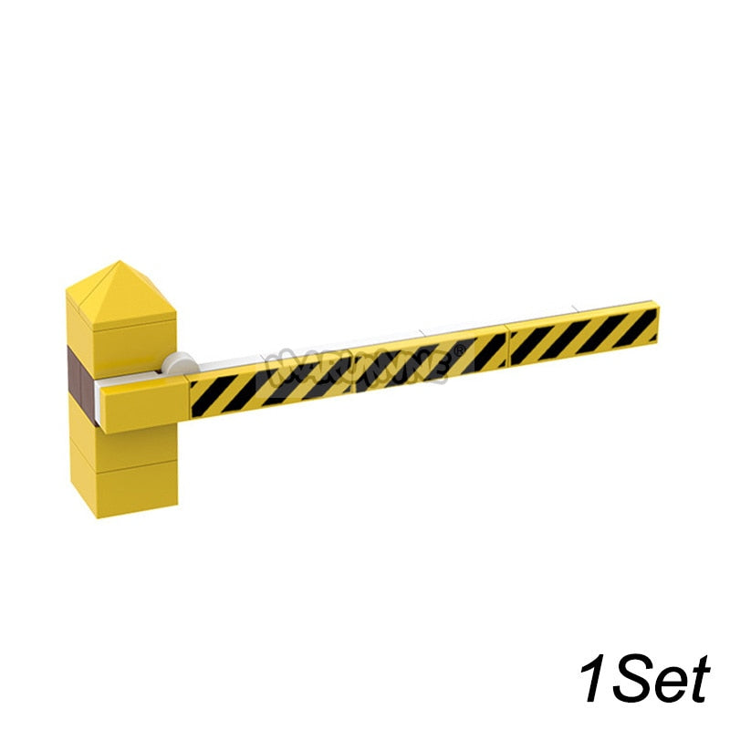 Marumine Traffic Road Sign Light Lamp Block Brick City Street View Accessories Signpost Barrier Speed Limit Indicator Warning