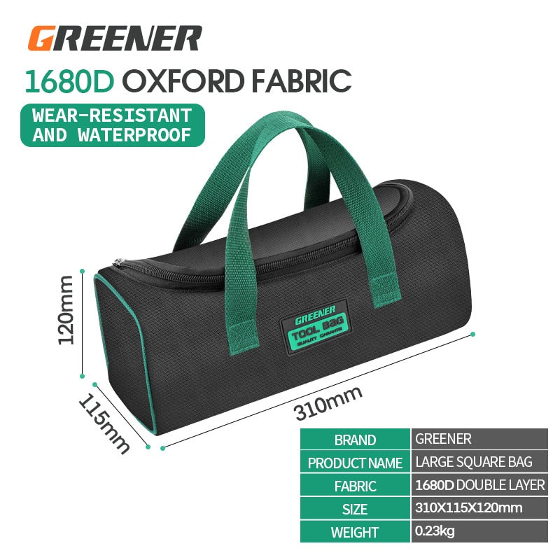 Greener Multi-Function Tool Bag Multi-Pocket Waterproof Anti-Fall Storage Bag 1680D Oxford Cloth Electrician Bag