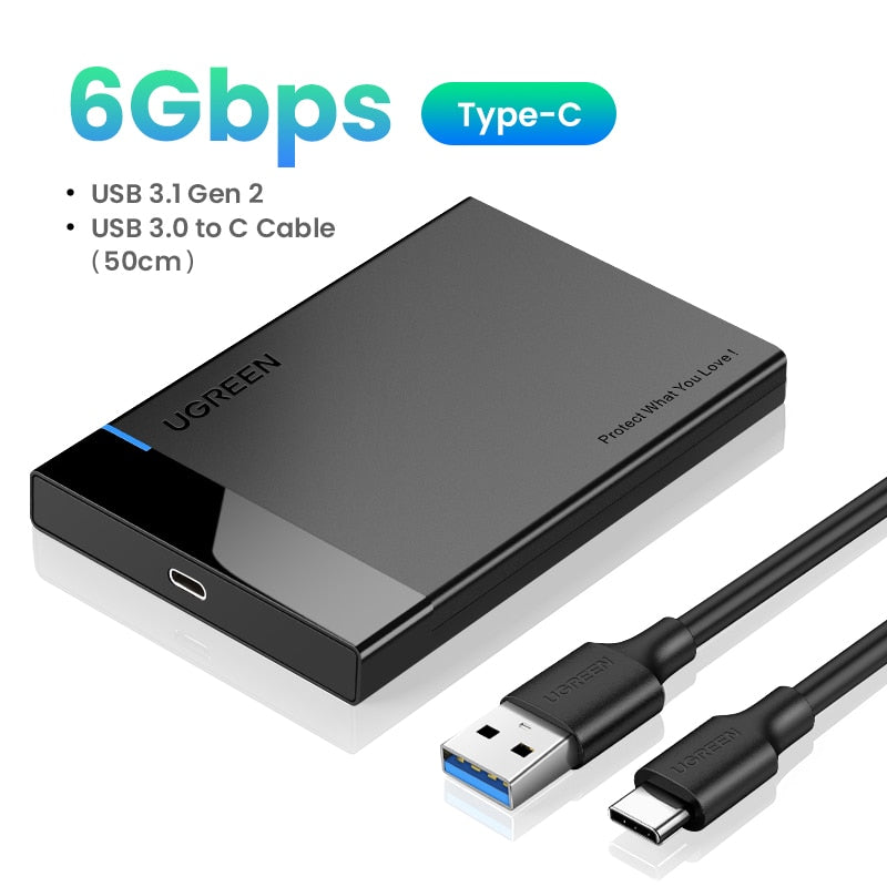 UGREEN HDD Case 2.5 SATA to USB 3.0 Adapter Hard Drive Enclosure for SSD Disk HDD Box Type C 3.1 Case HD External HDD Enclosure
