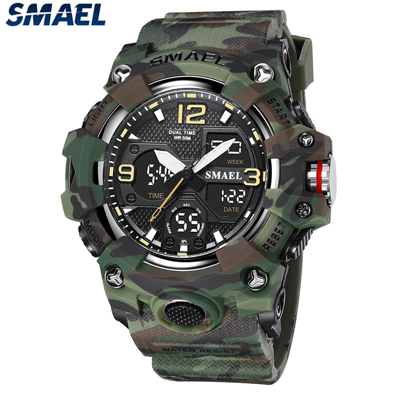 Sport Watch Military Watch For Men Alarm Clock Stopwatch LED Digital Back Light Dual Time Display 8008 Men&